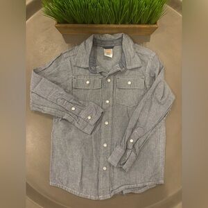 Gymboree Boys Long Sleeve Denim Blue/White Striped Button Down Size 4T